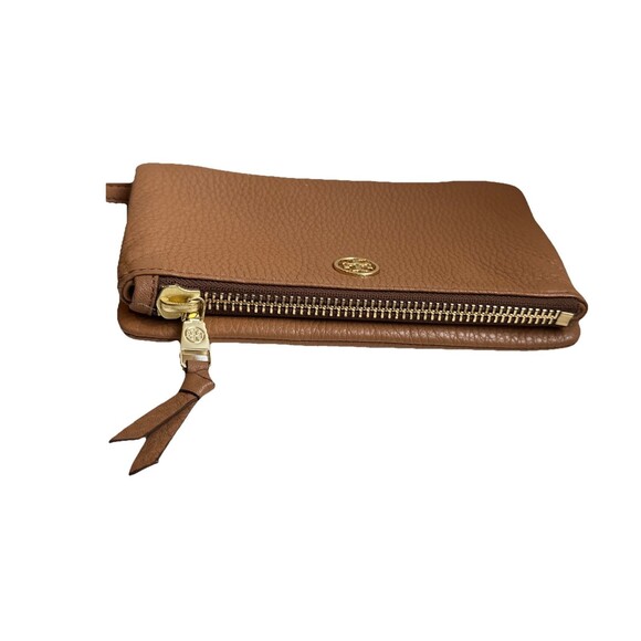 Tory Burch Robinson Small Foldover Brown Pebbled Leather Crossbody Bag Clutch - Picture 8 of 13